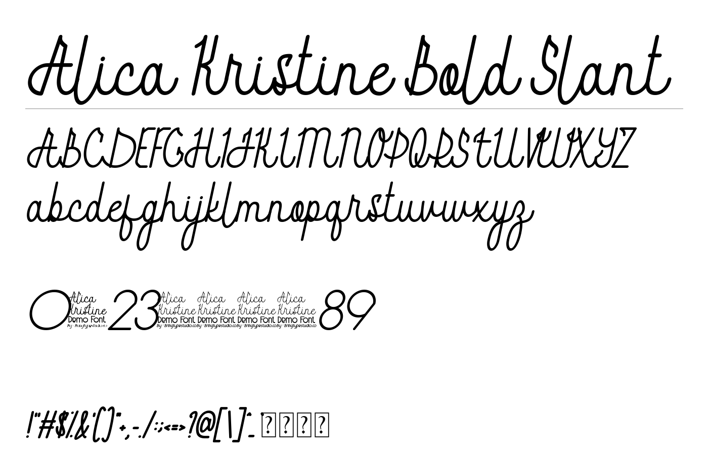 Alica Kristine Bold Slant Font preview