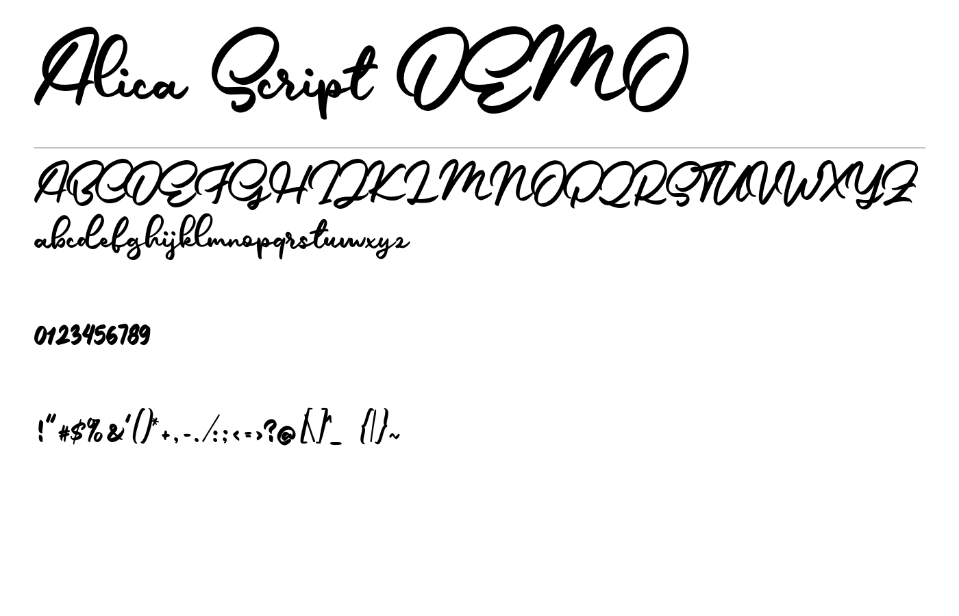 Alica Script DEMO Font preview