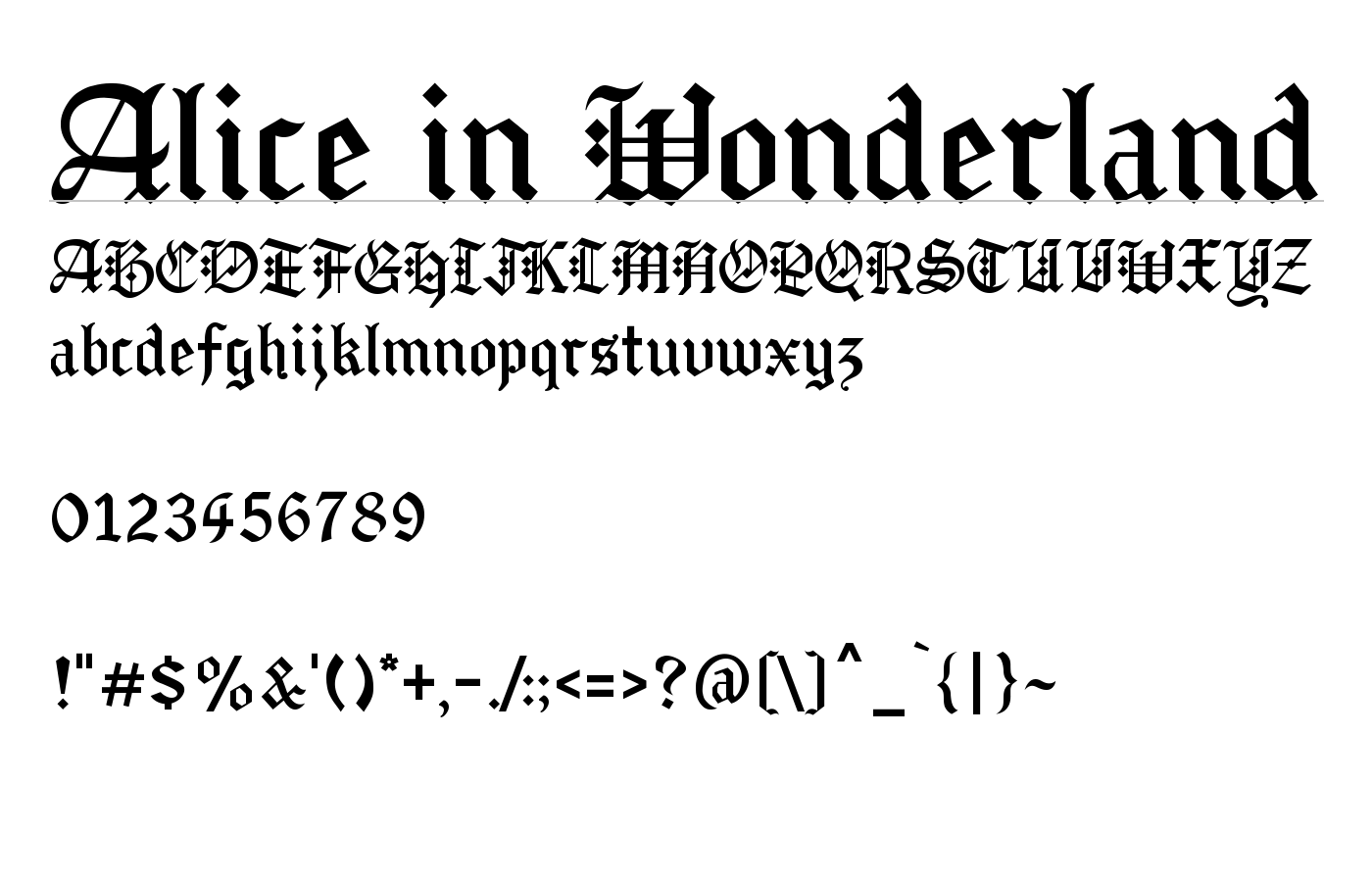 Alice in Wonderland Font preview