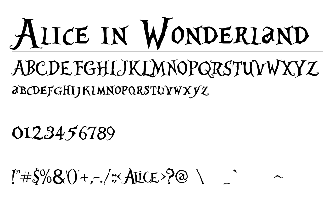 Alice in Wonderland Font preview