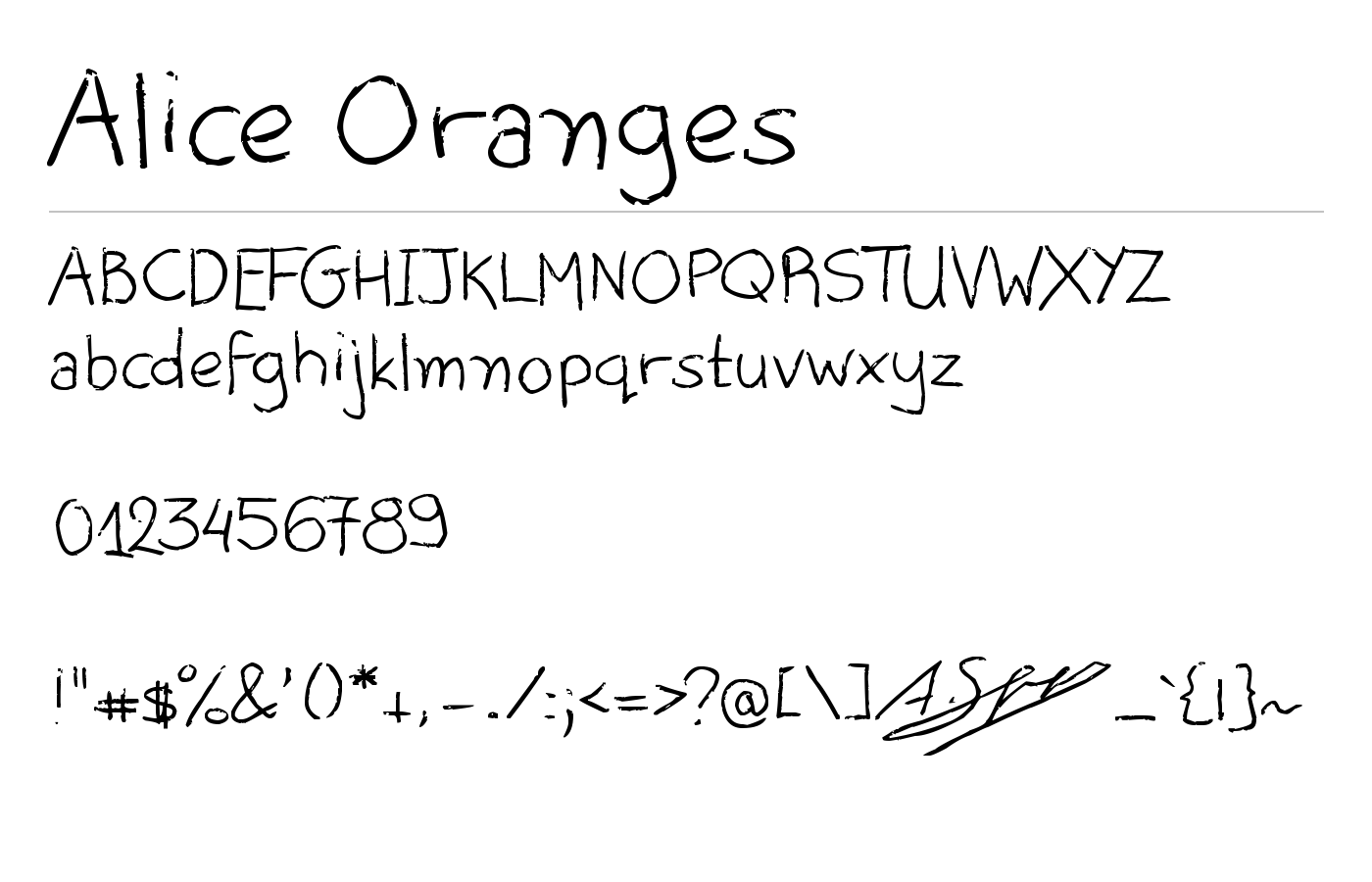 Alice Oranges Font preview