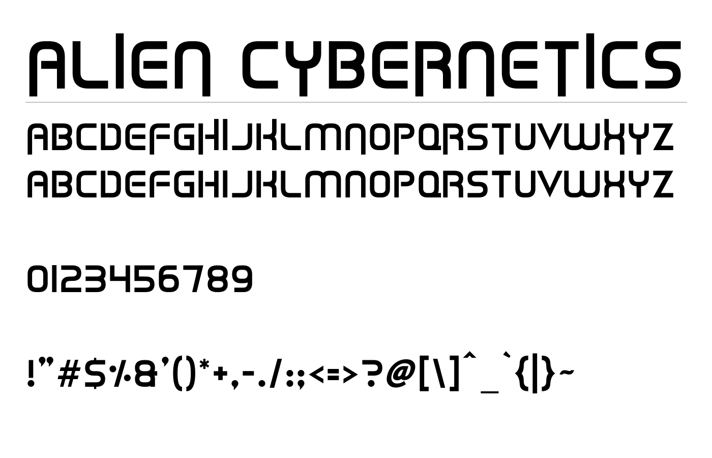 ALIEN CYBERNETICS Font preview