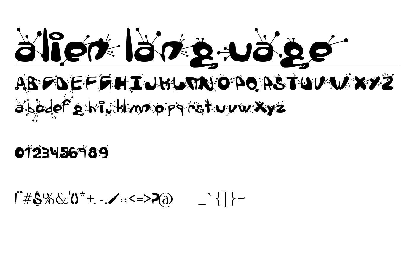 alien language Font preview