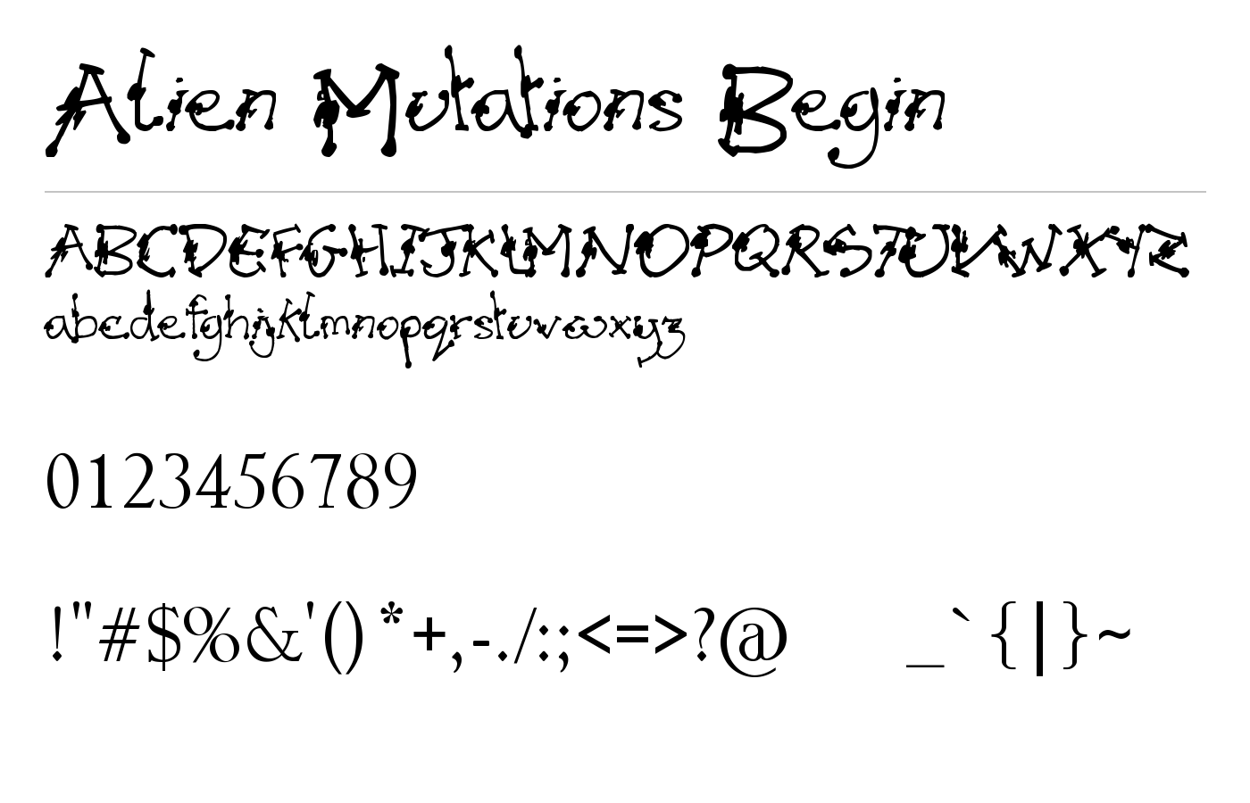 Alien Mutations Begin Font preview