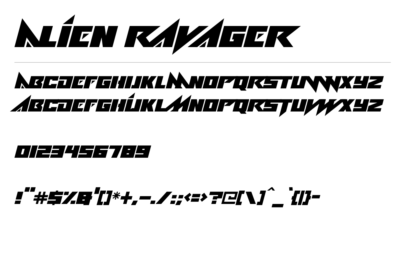 Alien Ravager Font preview