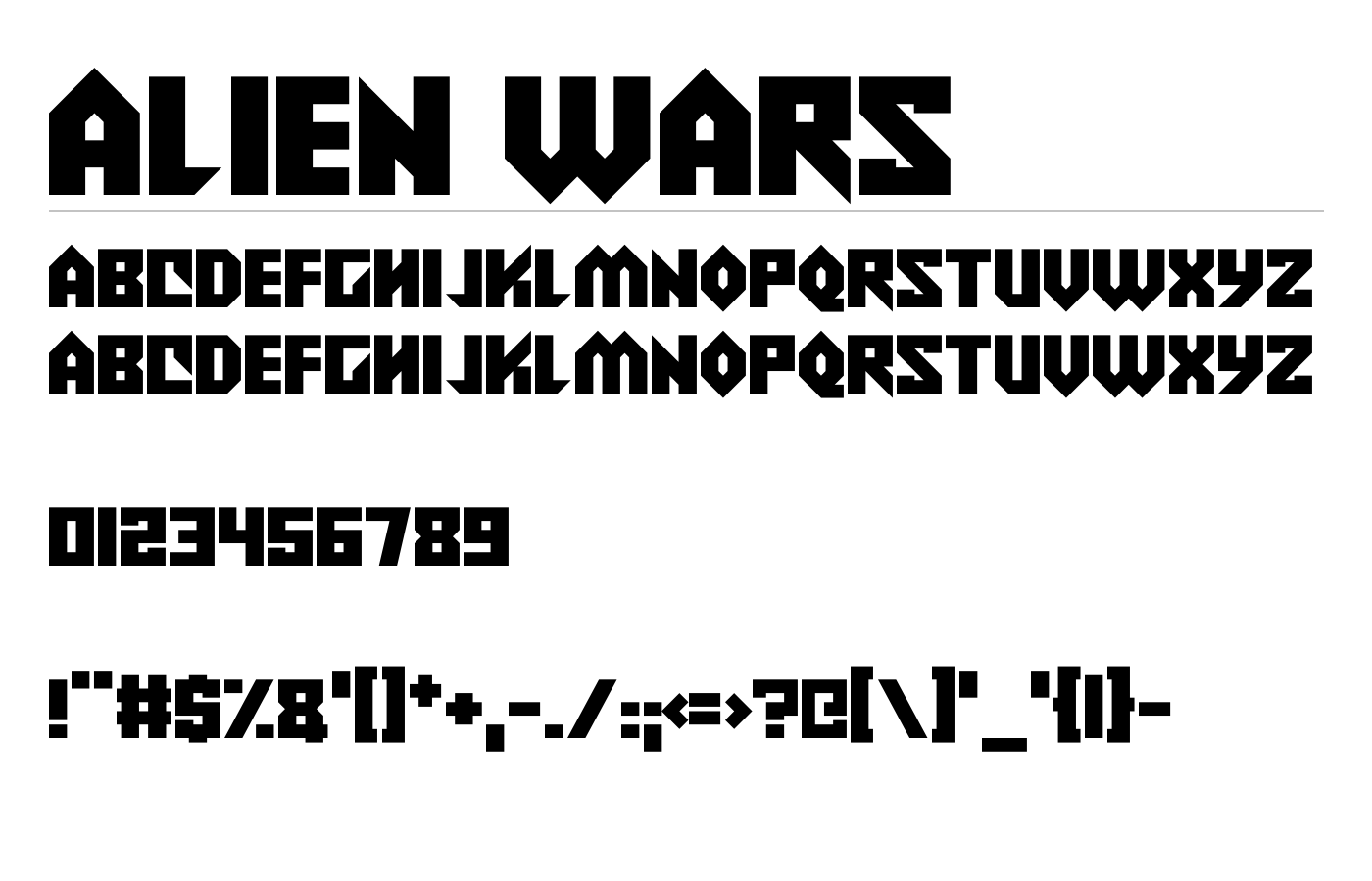 Alien Wars Font preview