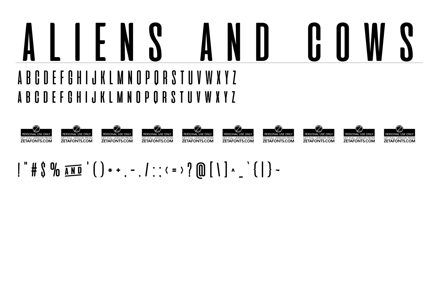 aliens and cows Font preview