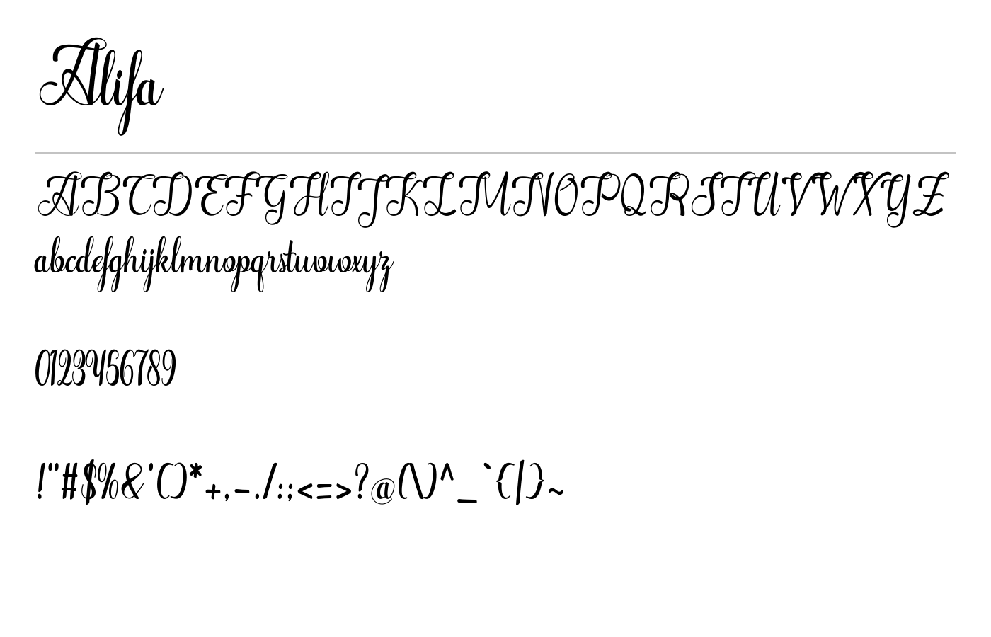 Alifa Font preview