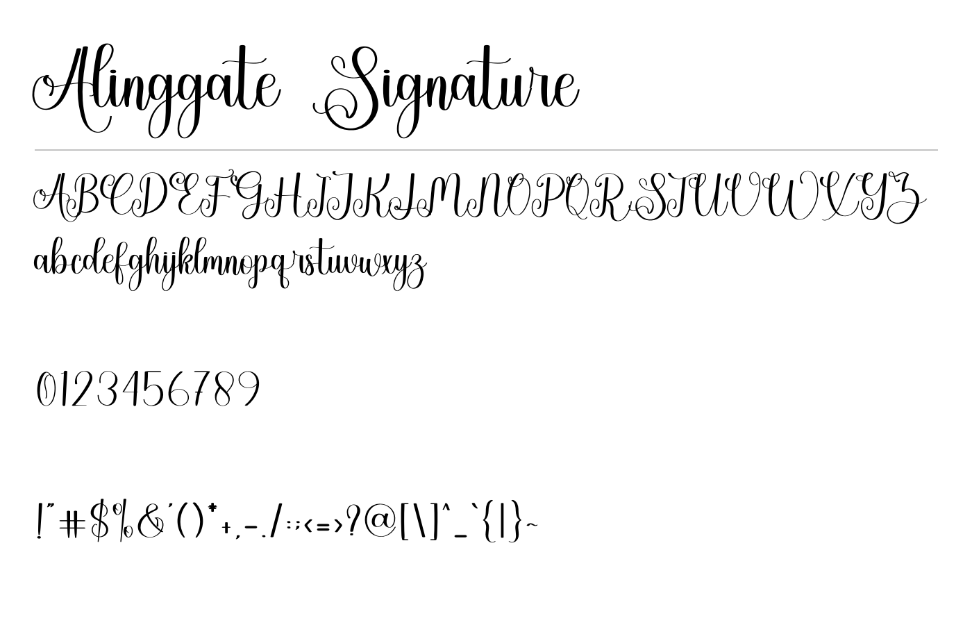 Alinggate Signature Font preview