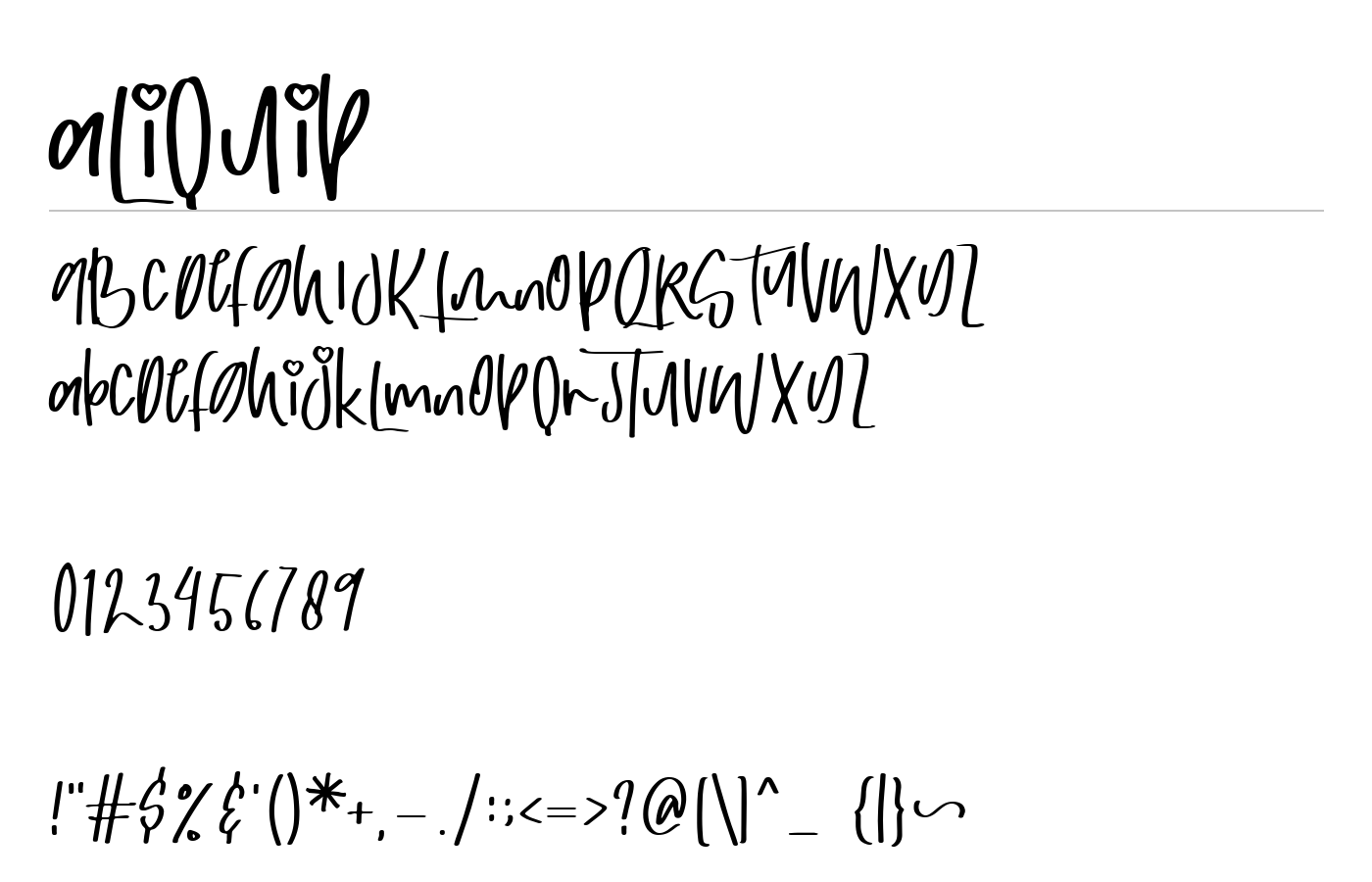 aliquip Font preview