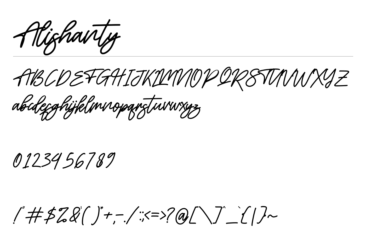 Alishanty Font preview