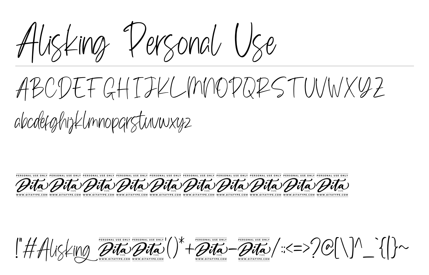 Alisking Personal Use Font preview