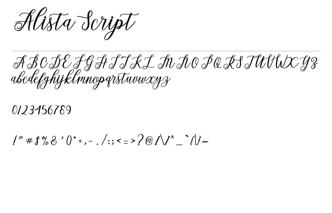 Alista Script Font preview