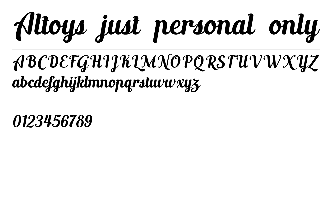 Altoys just personal only Font preview