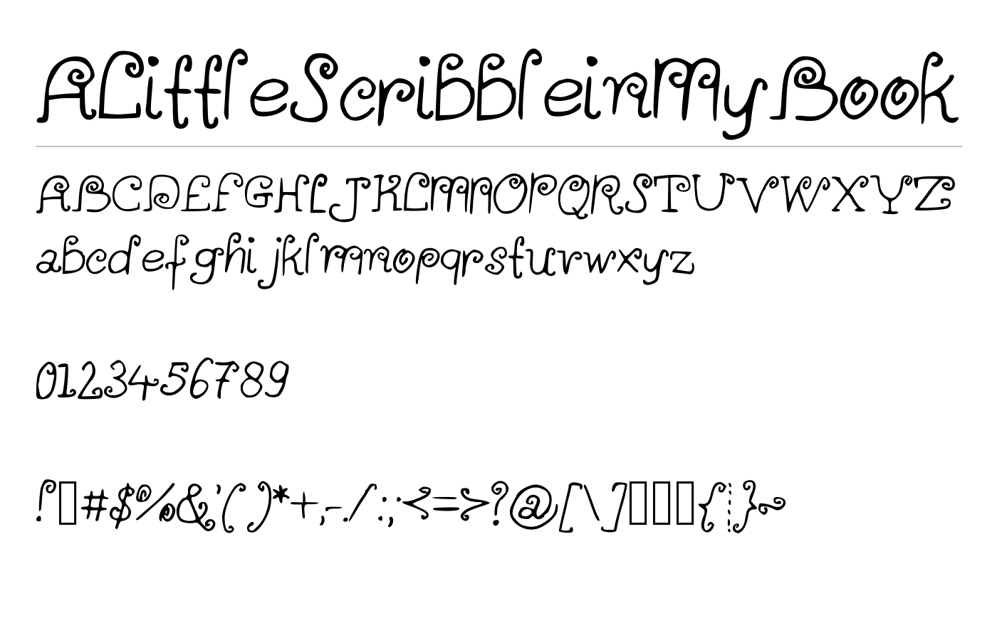 ALittleScribbleinMyBook Font preview