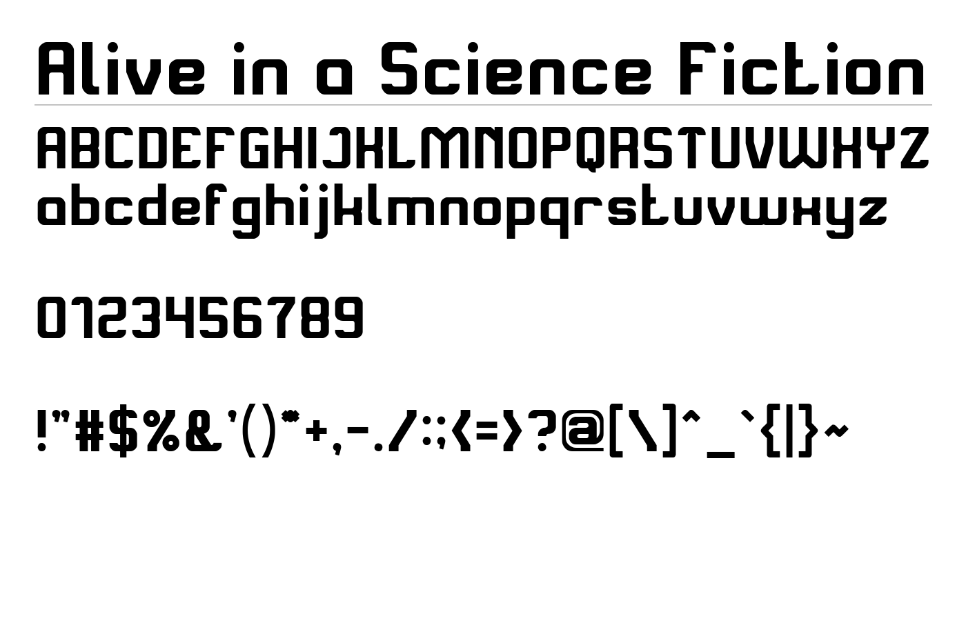 Alive in a Science Fiction Font preview