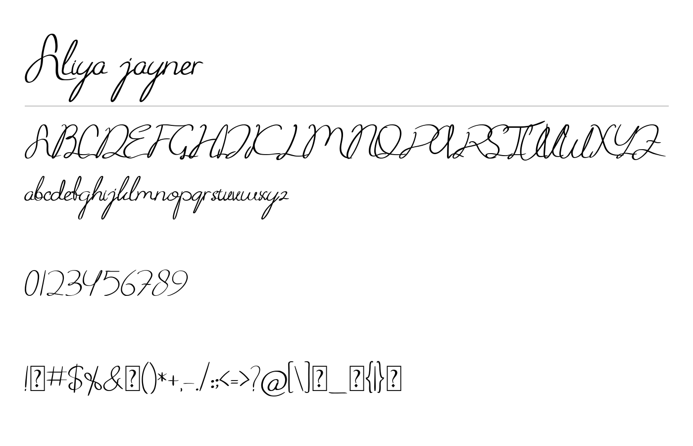 Aliya jayner Font preview