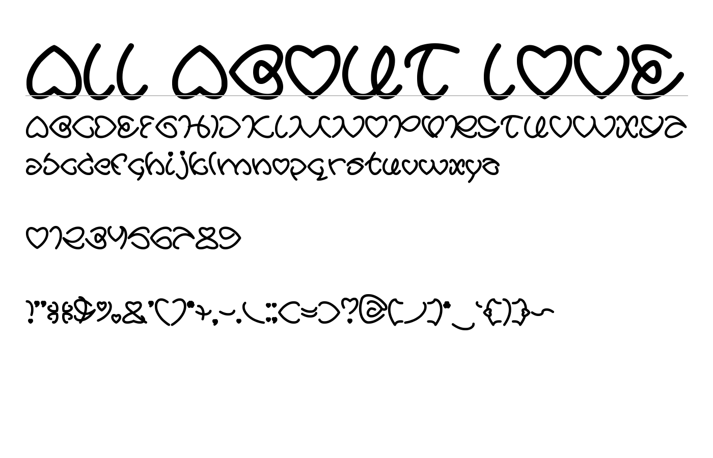 ALL ABOUT LOVE Font preview