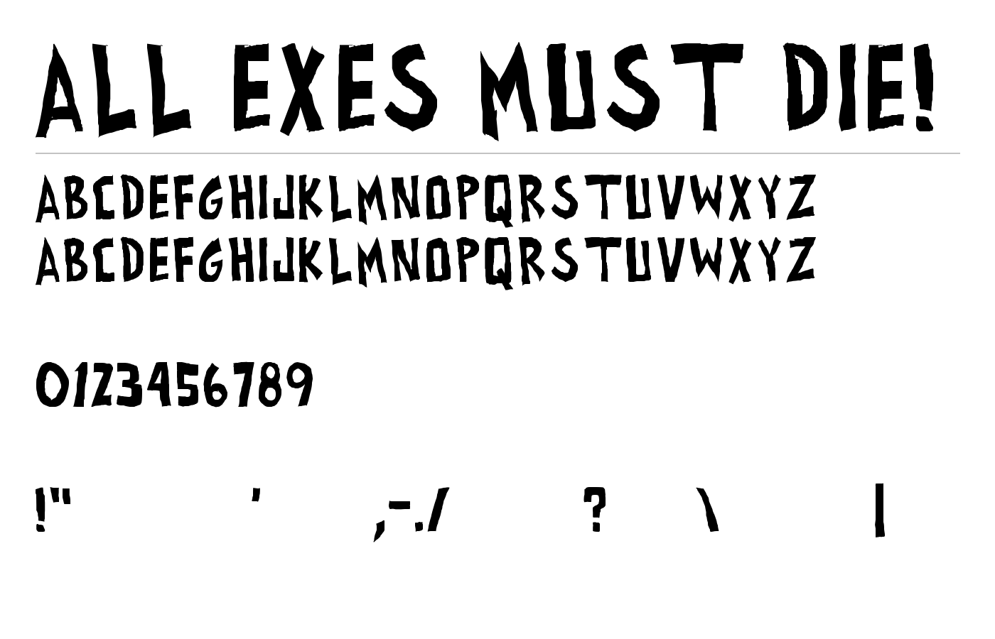 all exes must die! Font preview