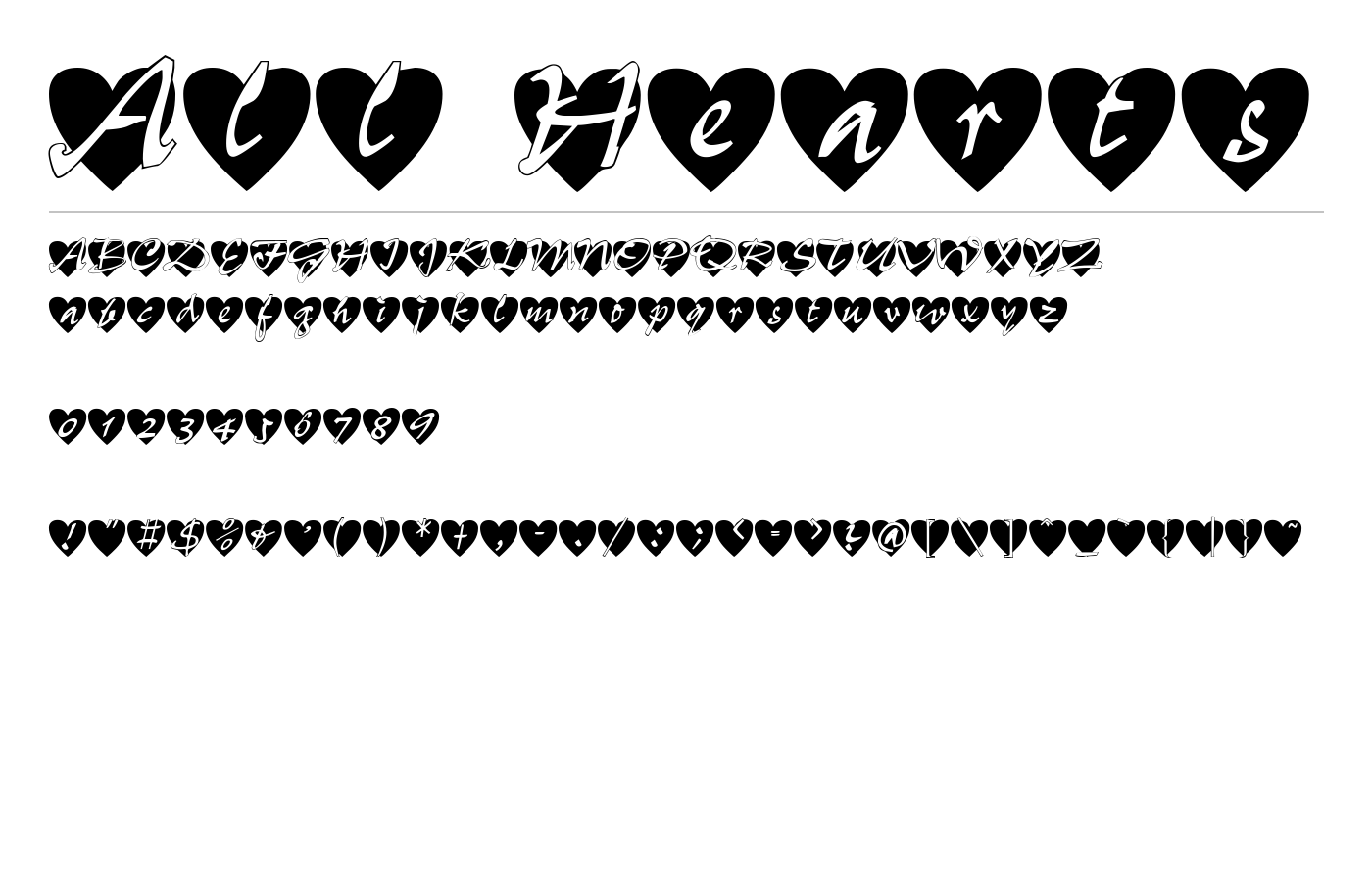 All Hearts Font preview