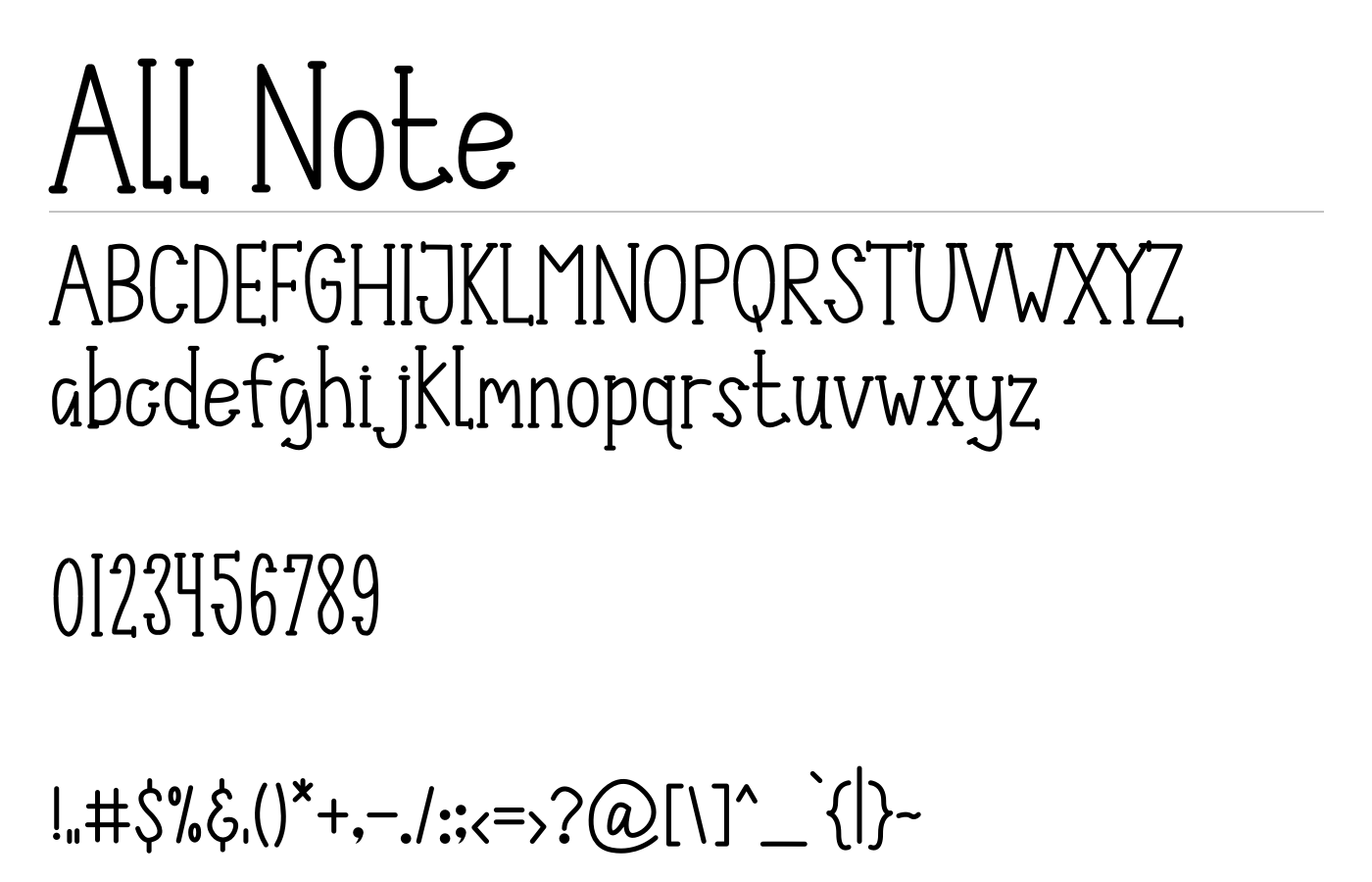 All Note Font preview