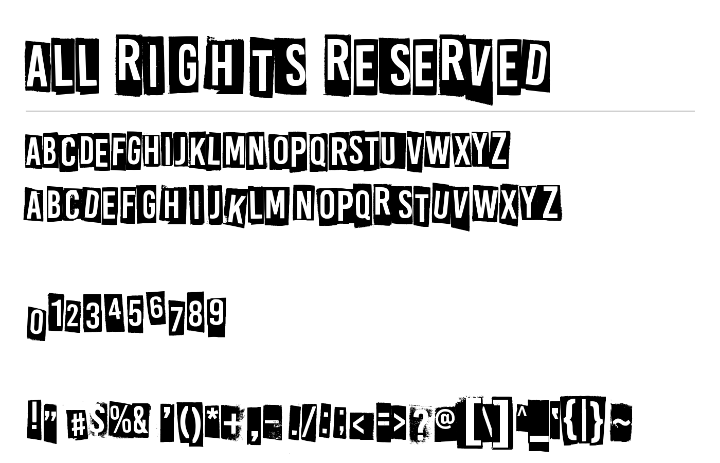 All rights reserved Font preview