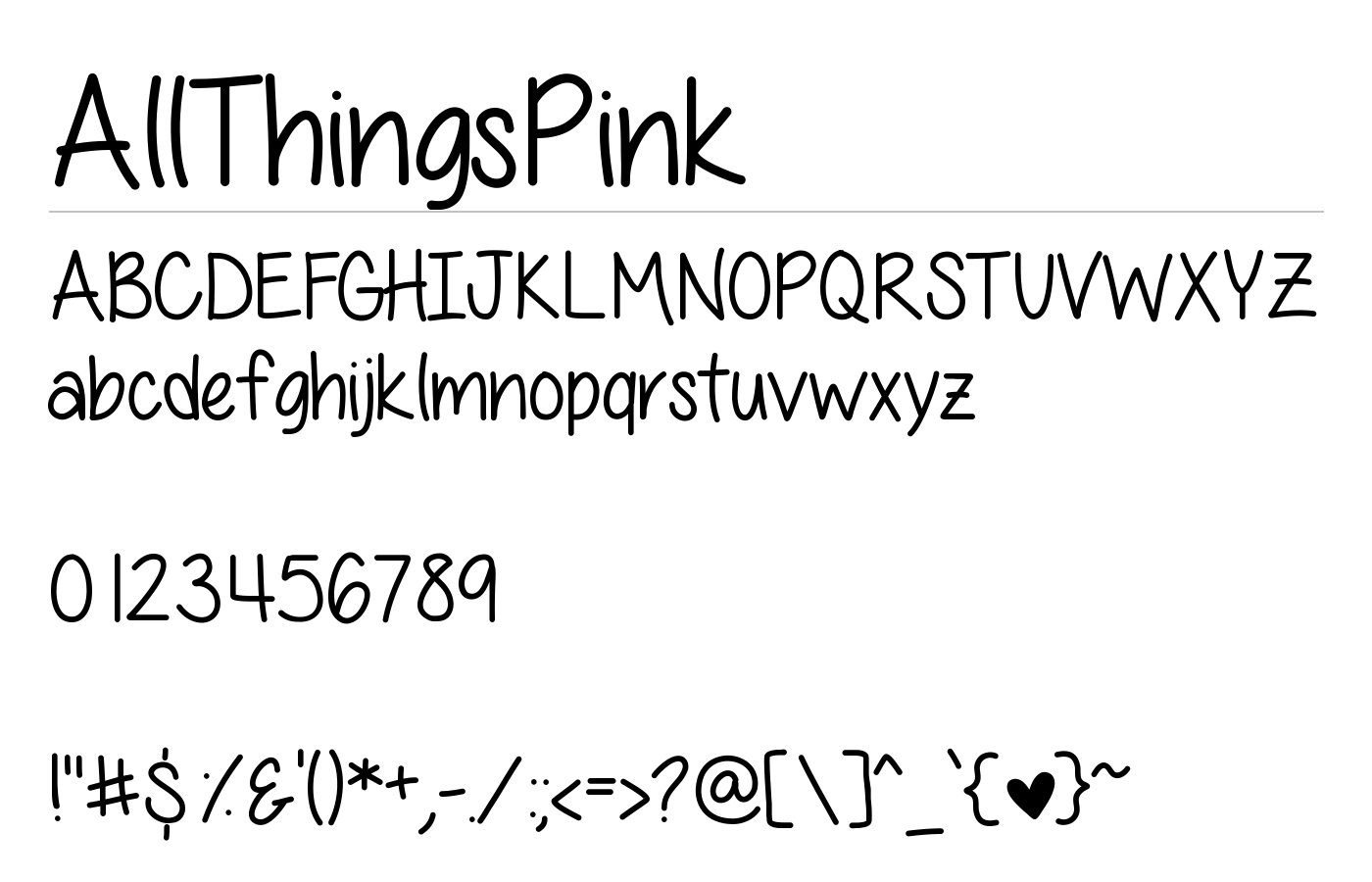 All Things Pink Font preview