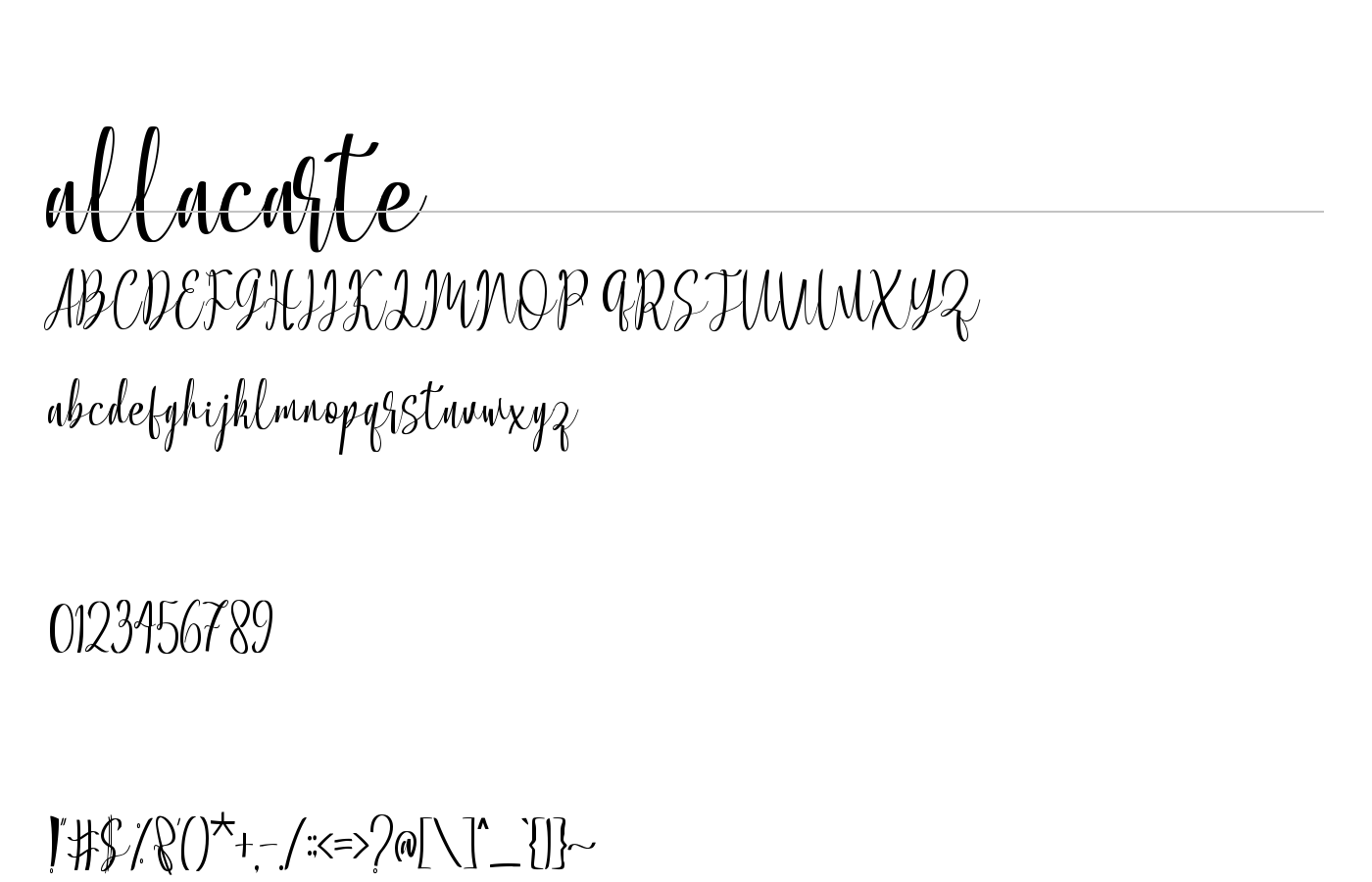 allacarte Font preview