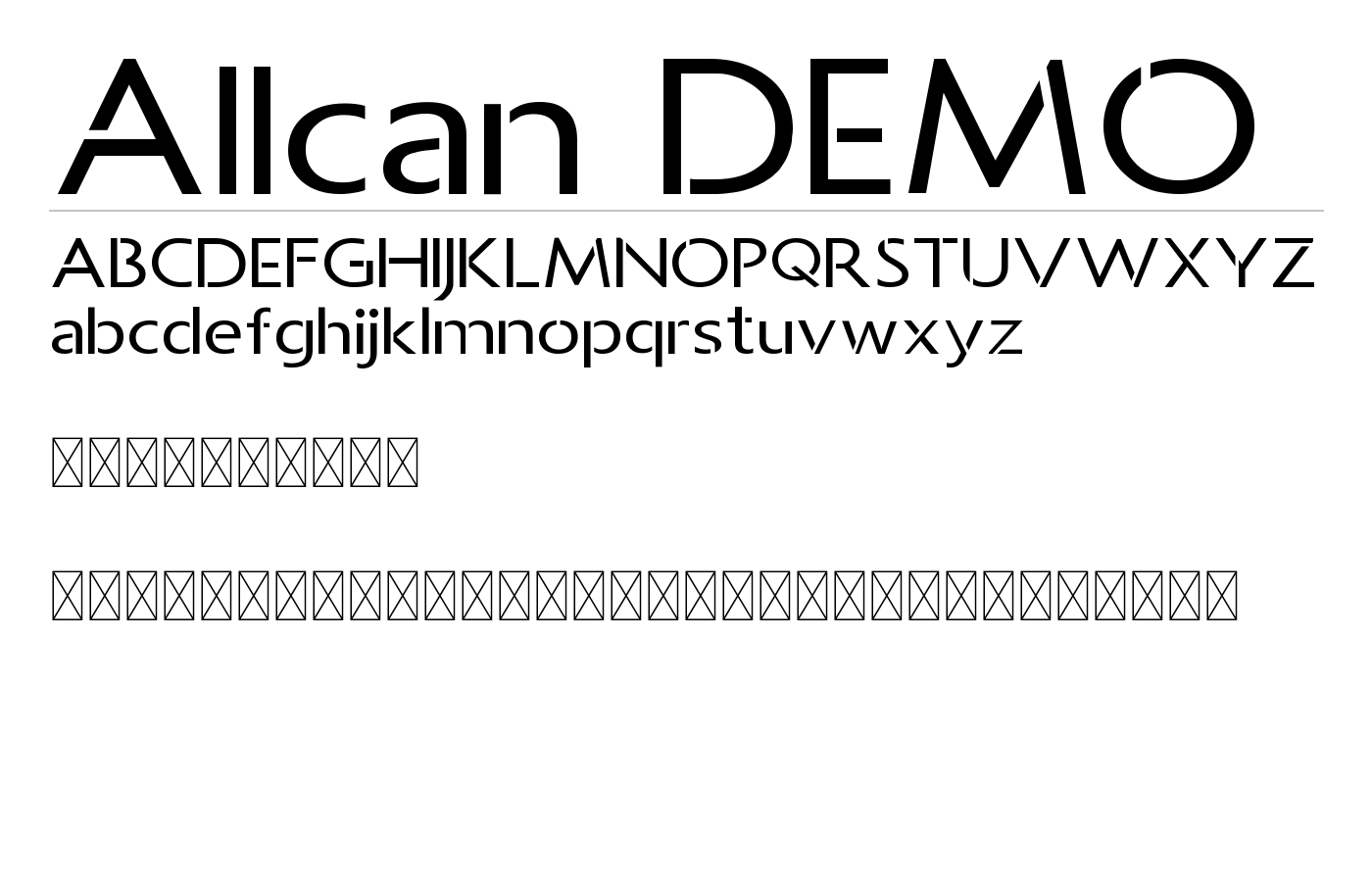 Allcan DEMO Font preview