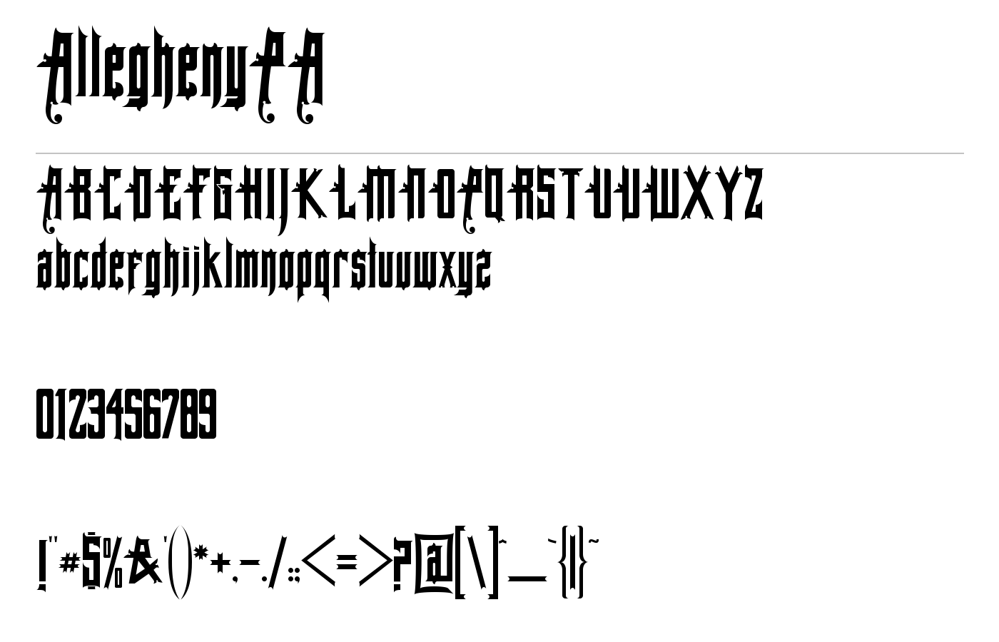 AlleghenyPA Font preview