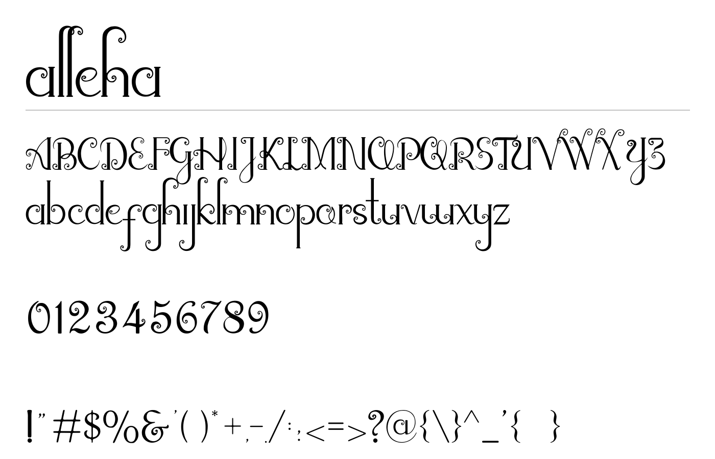 alleha Font preview