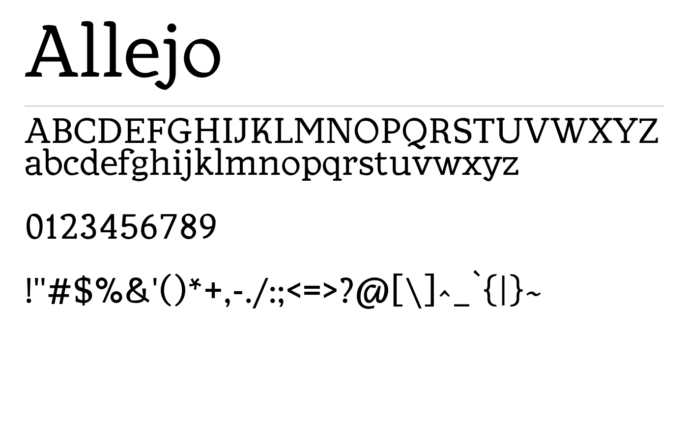 Allejo Font preview
