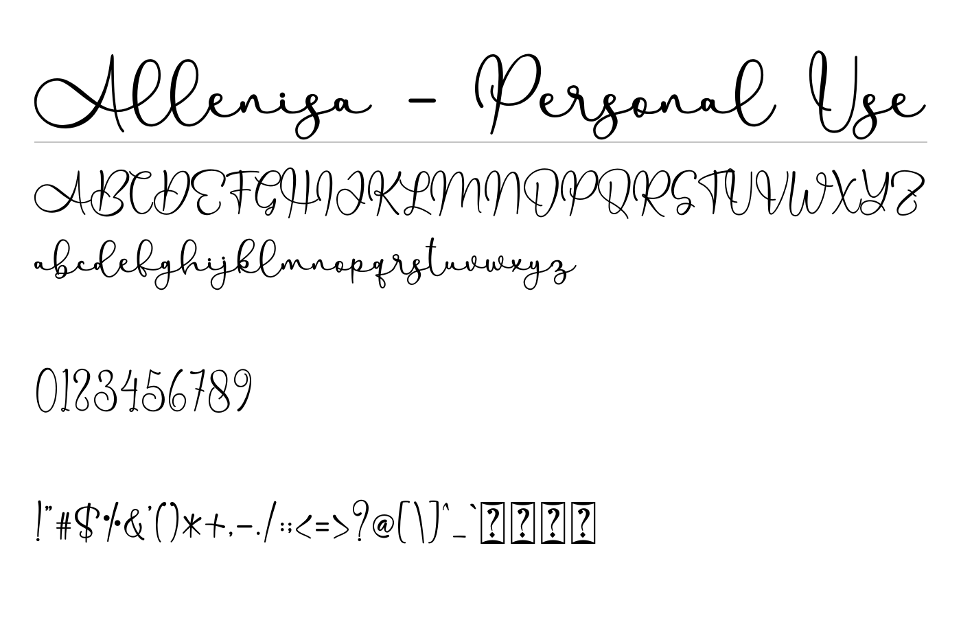 Allenisa - Personal Use Font preview