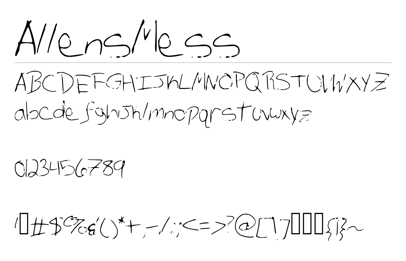 AllensMess Font preview