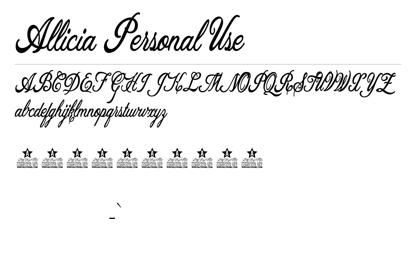 Allicia Personal Use Font preview