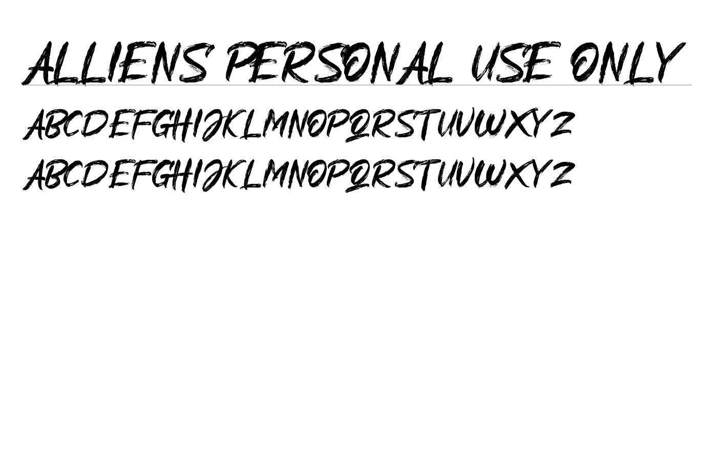 Alliens Personal Use Only Font preview