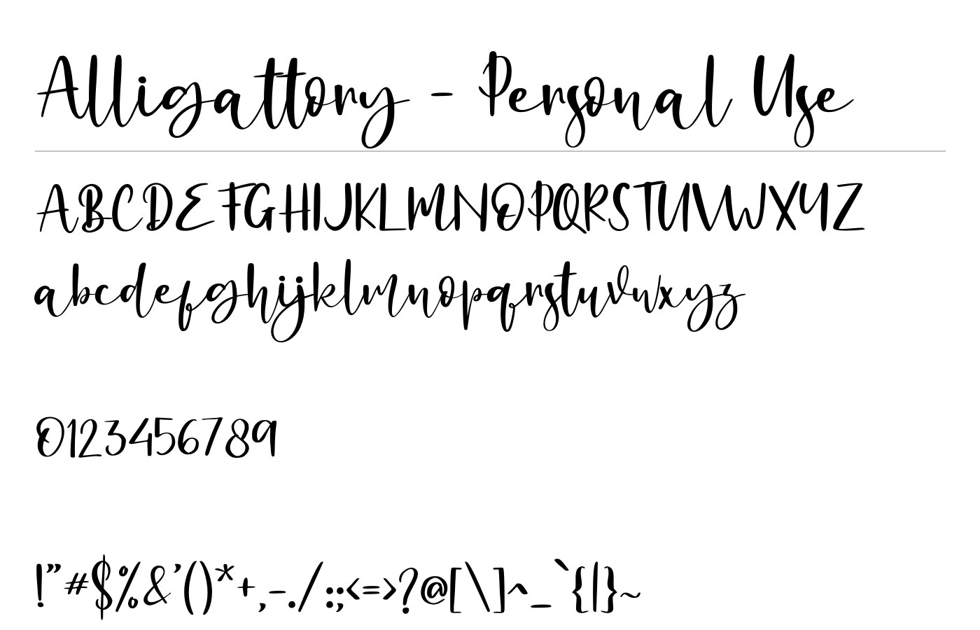 Alligattory - Personal Use Font preview