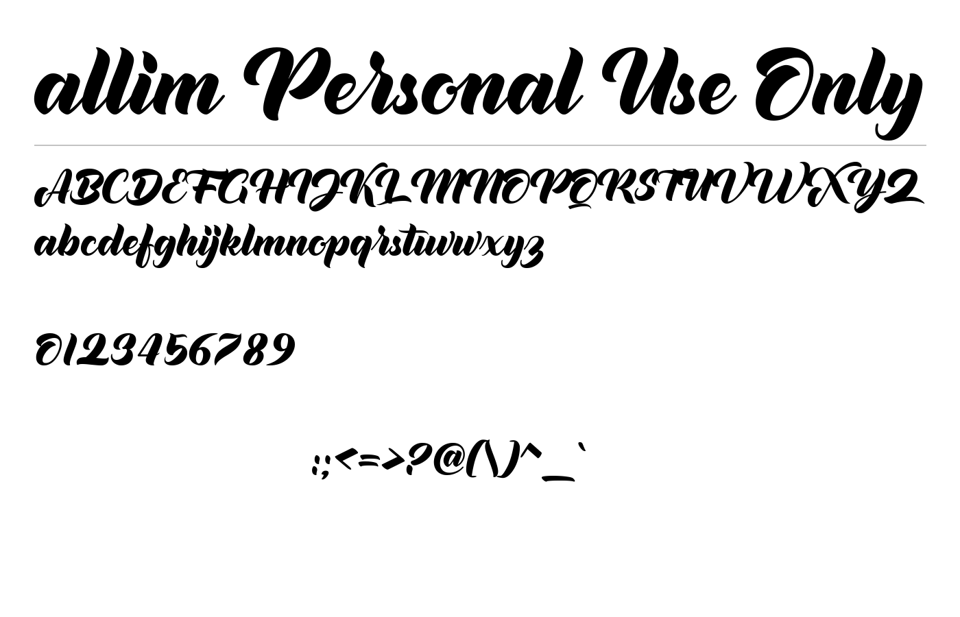 allim Personal Use Only Font preview