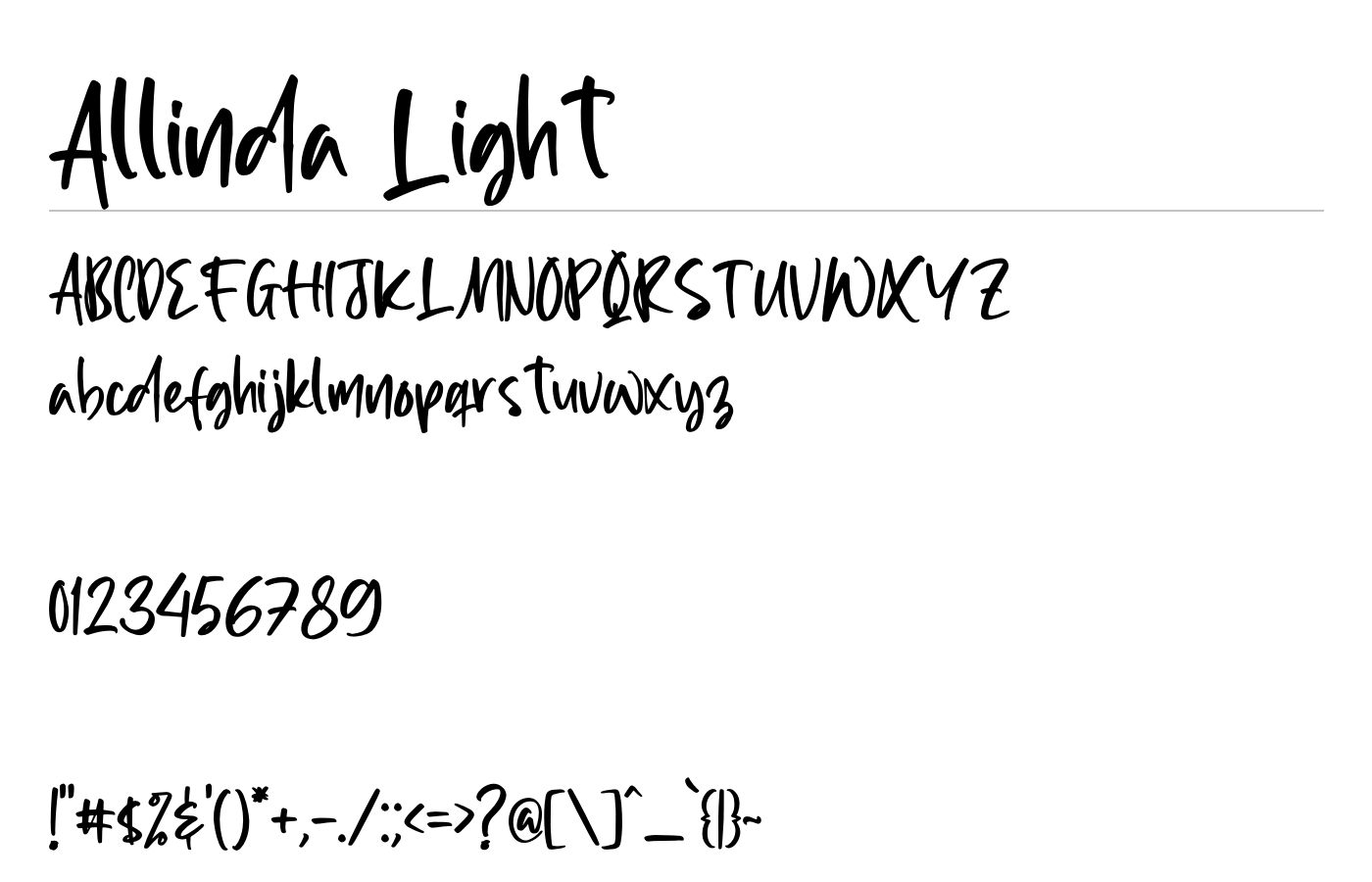 Allinda Light Font preview