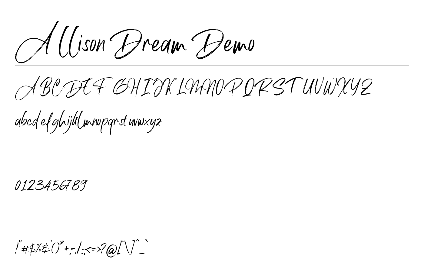 Allison Dream Demo Font preview