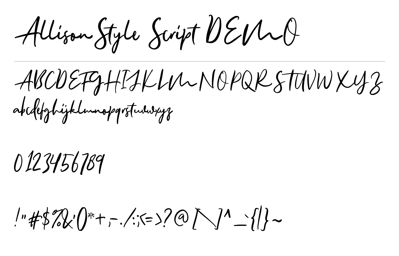 AllisonStyle Script DEMO Font preview
