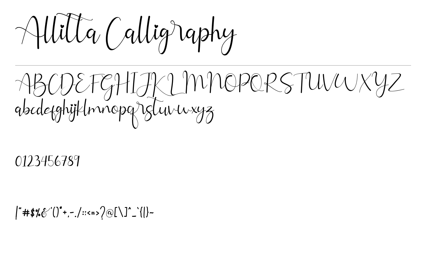 Allitta Calligraphy Font preview