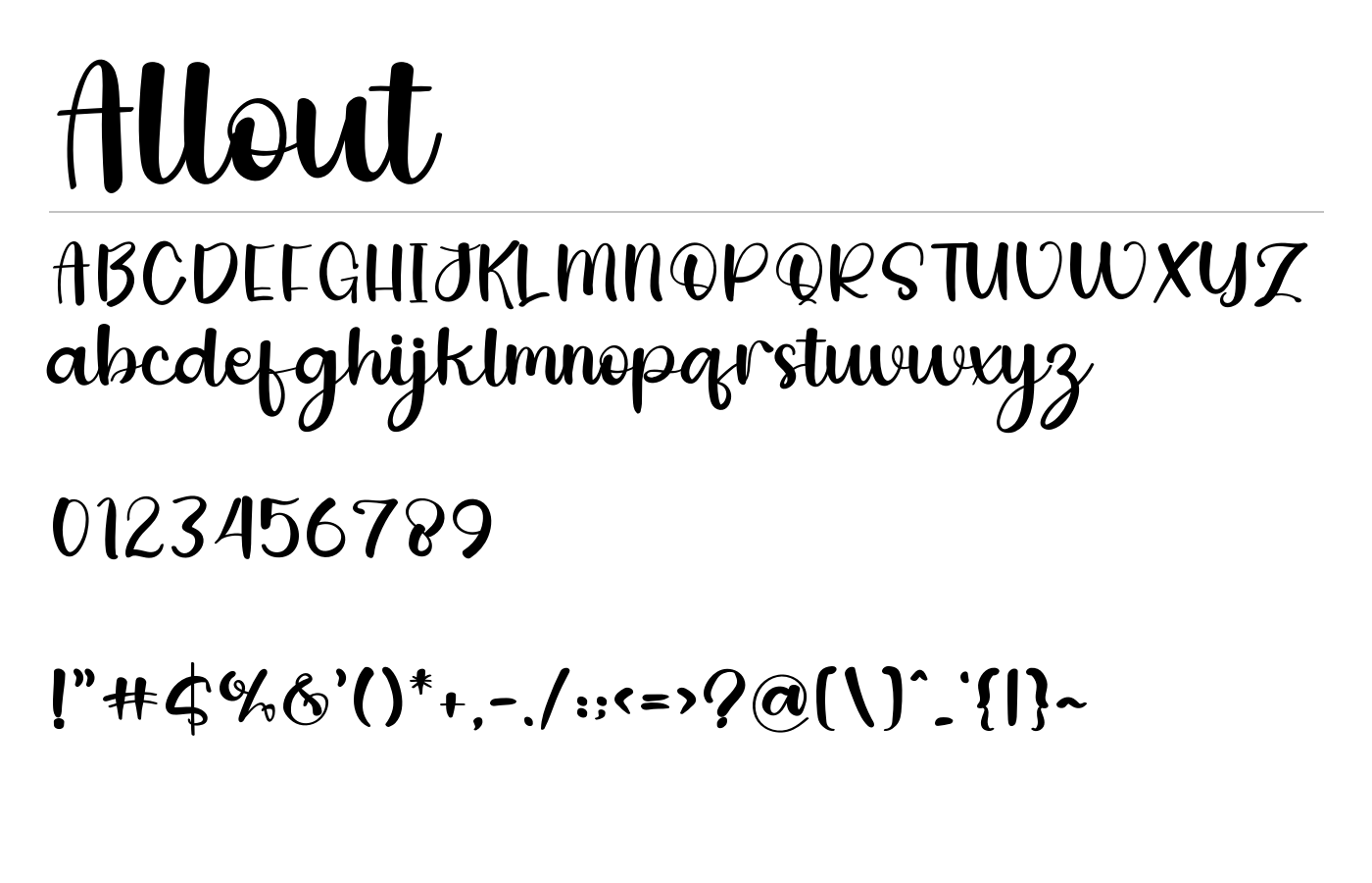 Allout Font preview