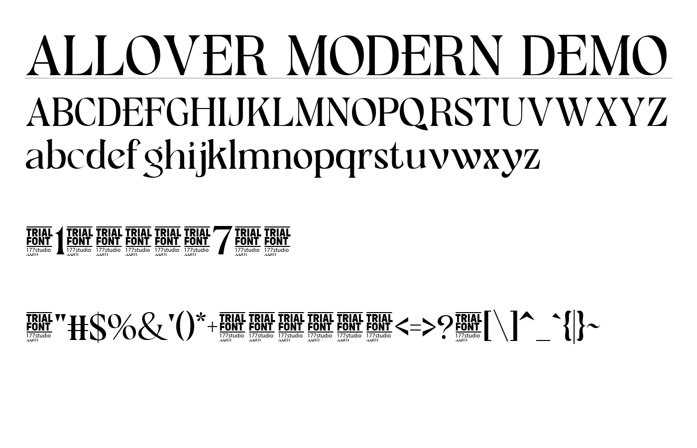 ALLOVER MODERN DEMO Font preview
