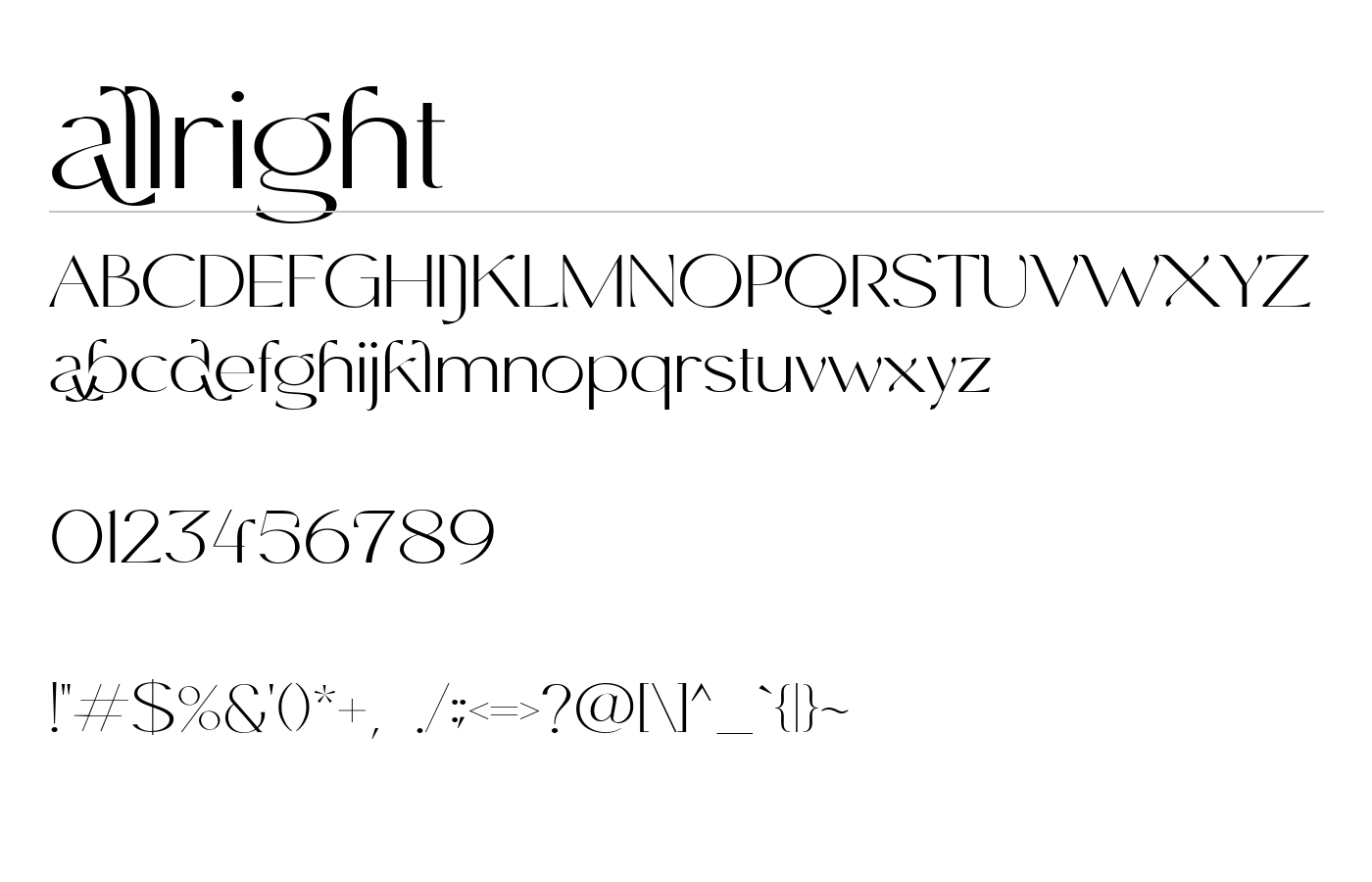 allright Font preview