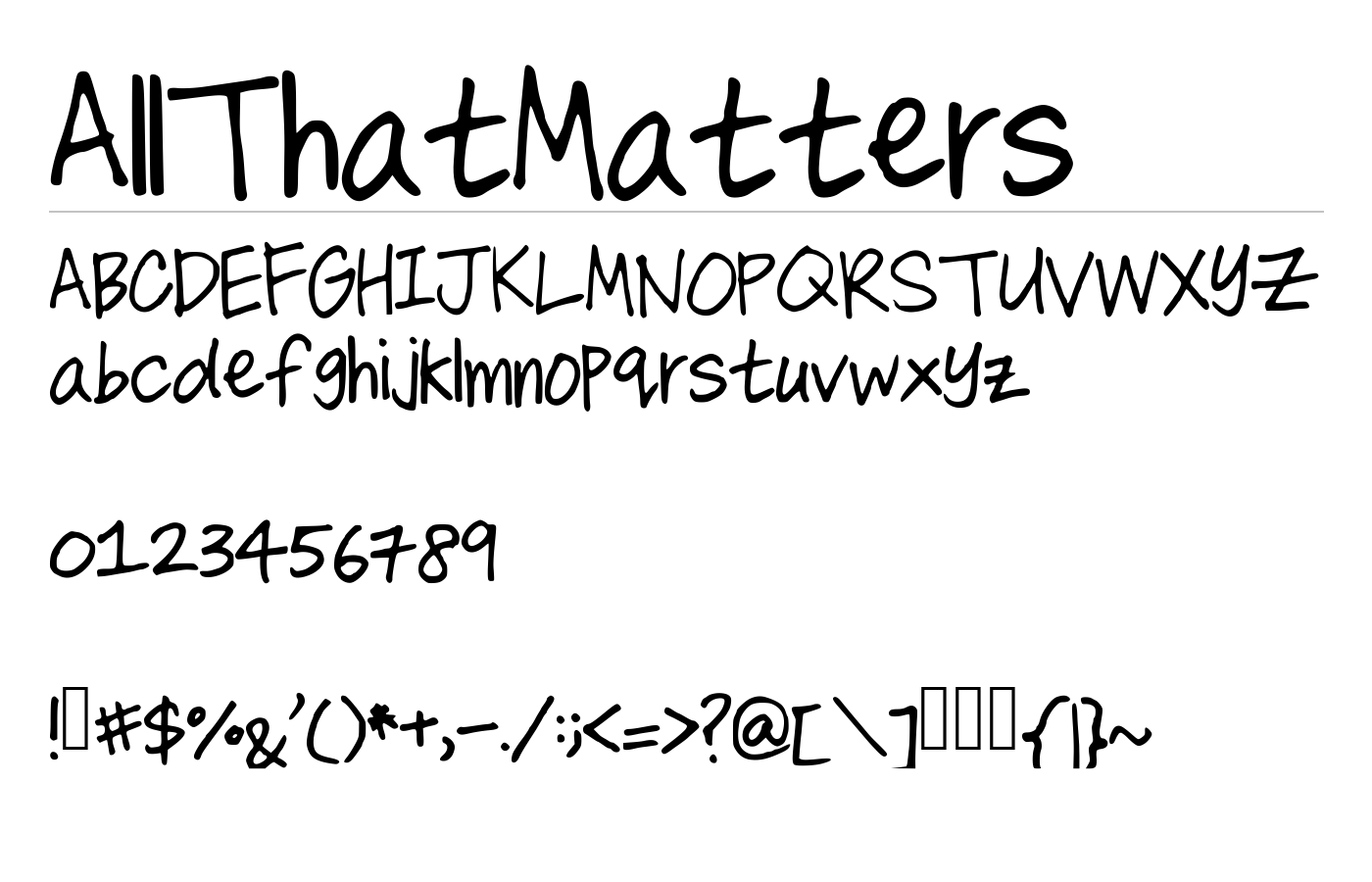 AllThatMatters Font preview