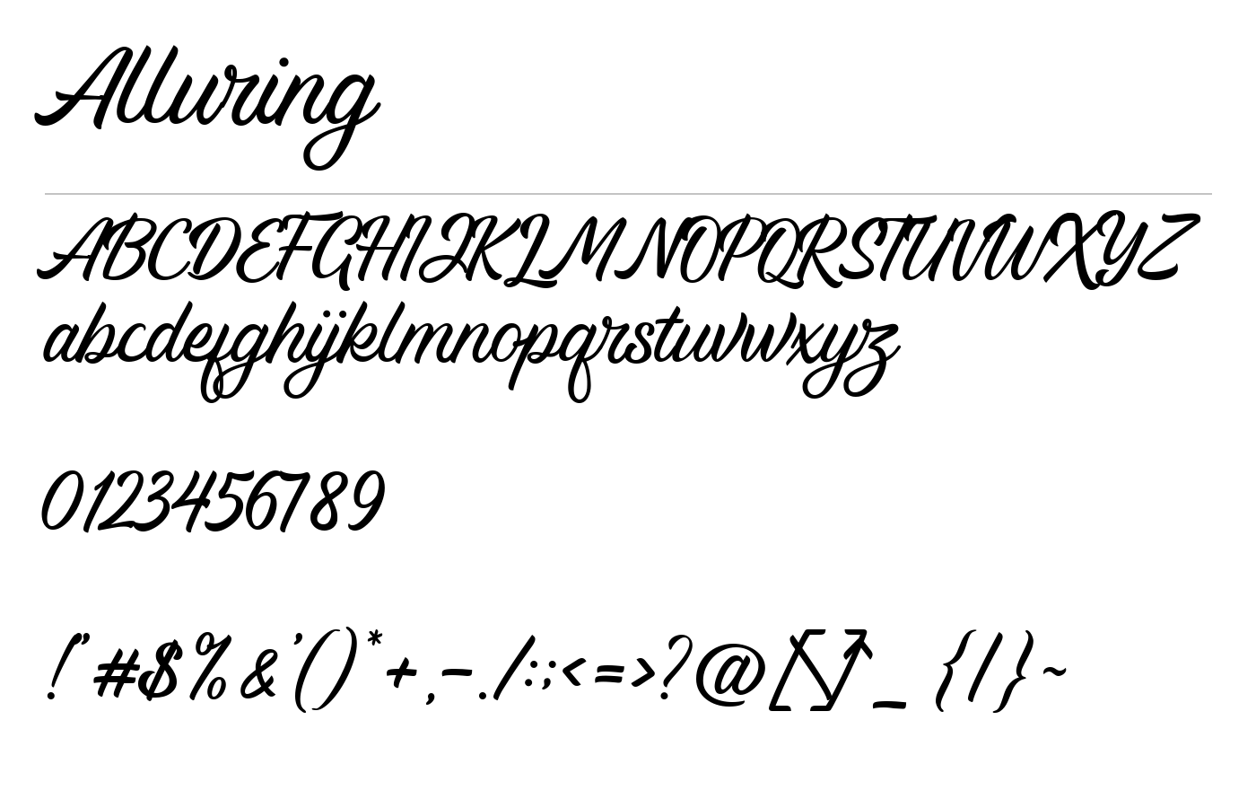Alluring Font preview