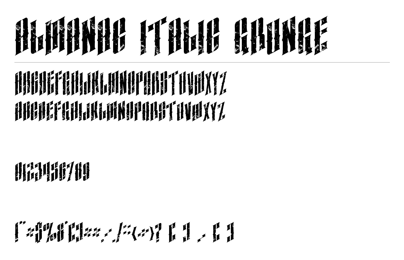 almanac italic grunge Font preview