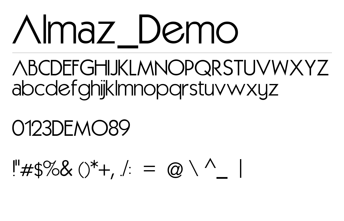Almaz_Demo Font preview