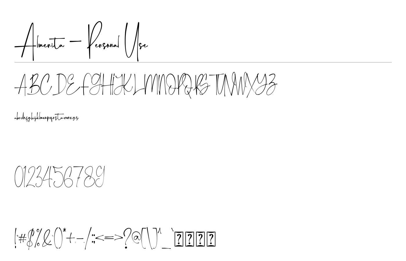 Almerita - Personal Use Font preview